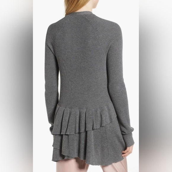 Chelsea28 Gray Ruffle Cardigan - Picture 1 of 8